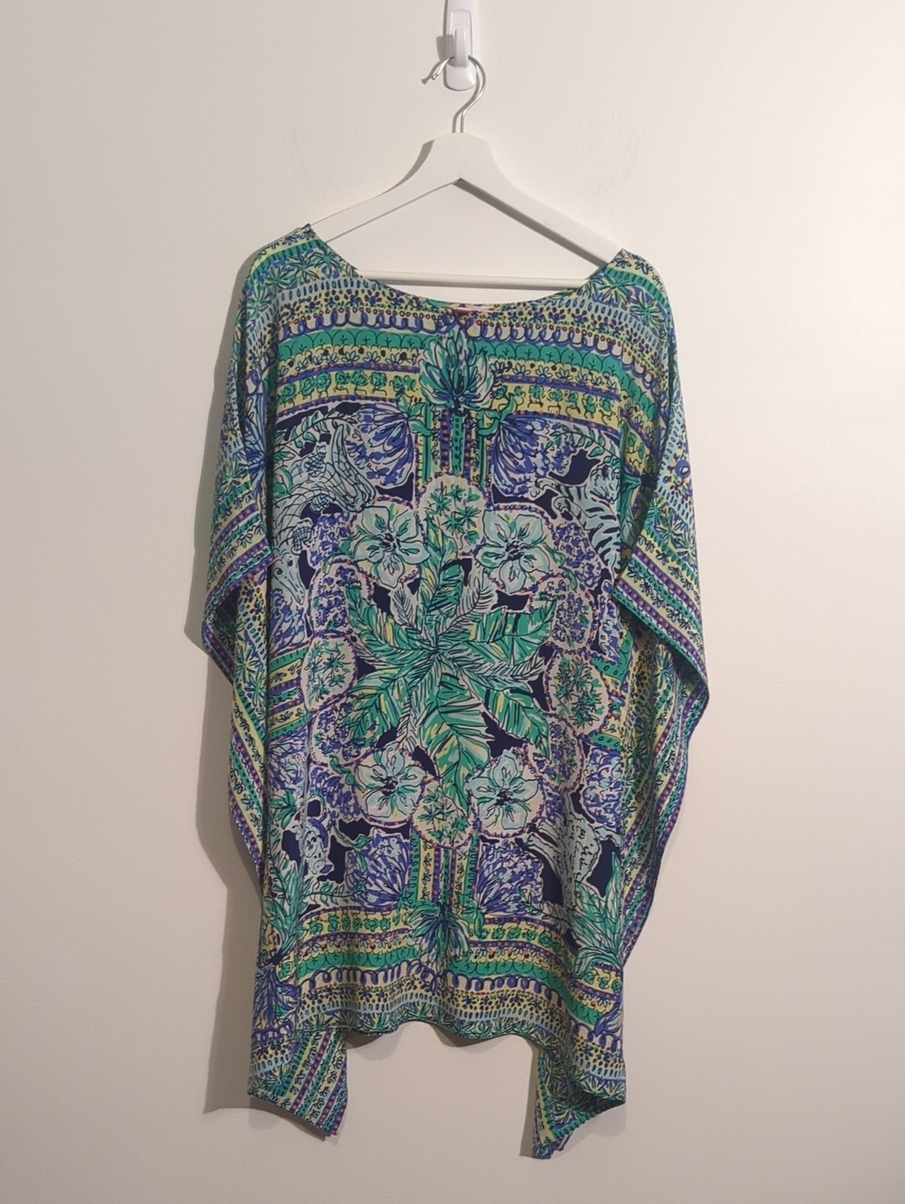 LILLY PULITZER silk floral caftan mini dress - size medium - Picture 3 of 8